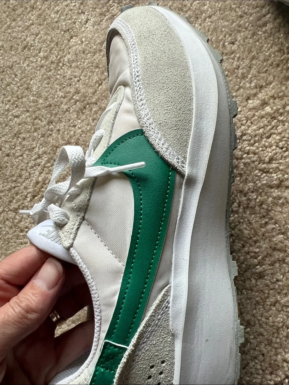 Nike Waffle Debut White and Green Sneakers